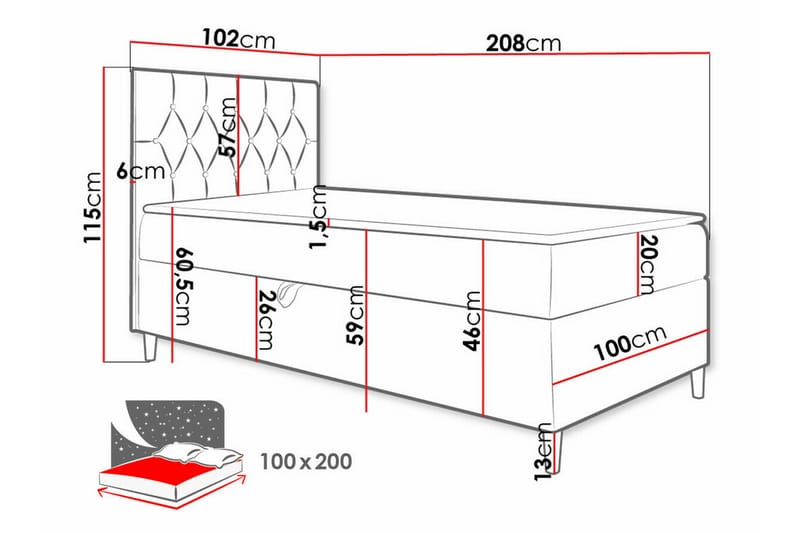 Boisdale Sengeramme 100x200 cm - Beige/Hvit - Møbler - Senger - Sengeramme & sengestamme