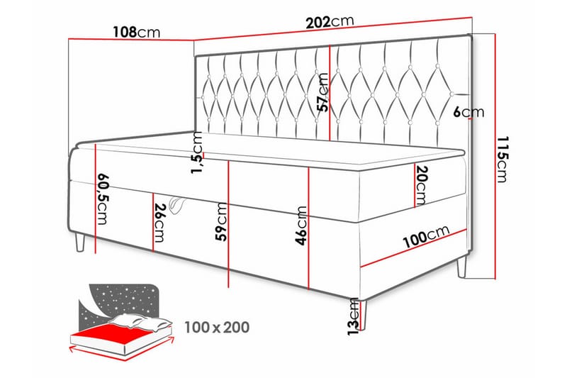 Boisdale Sengeramme 100x200 cm - Beige/Hvit - Møbler - Senger - Sengeramme & sengestamme