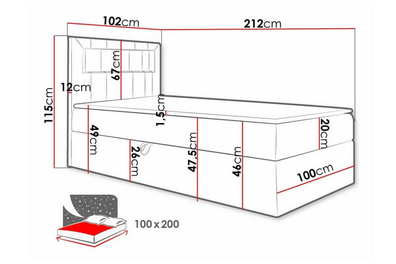 Boisdale Sengeramme 100x200 cm - Beige/Hvit - Møbler - Senger - Sengeramme & sengestamme