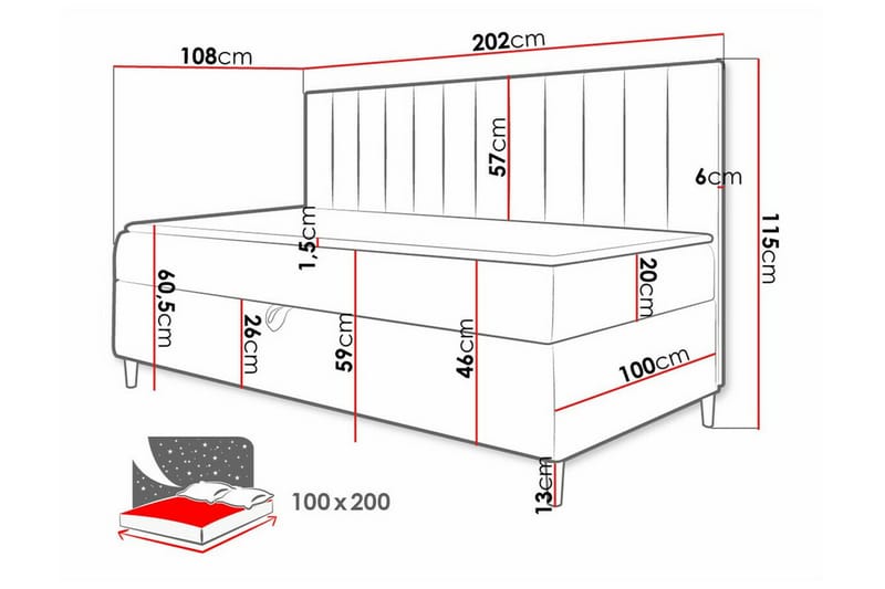 Boisdale Sengeramme 100x200 cm - Blå/Hvit - Møbler - Senger - Sengeramme & sengestamme