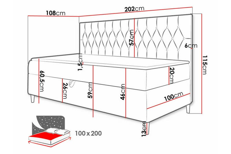 Boisdale Sengeramme 100x200 cm - Blå/Hvit - Møbler - Senger - Sengeramme & sengestamme