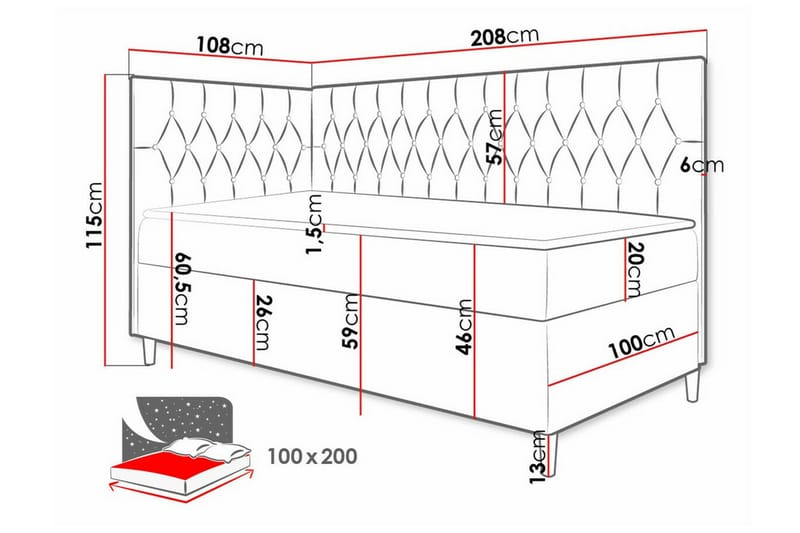 Boisdale Sengeramme 100x200 cm - Blå/Hvit - Møbler - Senger - Sengeramme & sengestamme