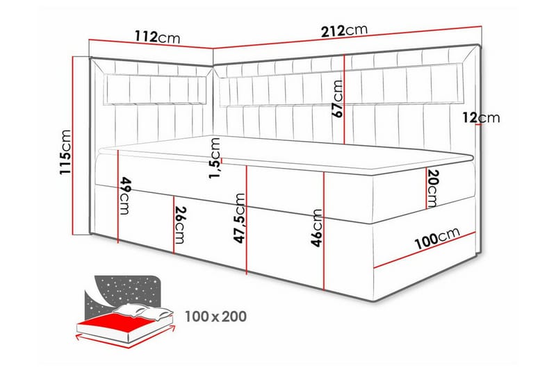 Boisdale Sengeramme 100x200 cm - Blå/Hvit - Møbler - Senger - Sengeramme & sengestamme