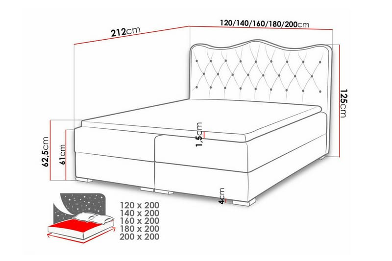 Boisdale Sengeramme 120x200 cm - Rød - Møbler - Senger - Sengeramme & sengestamme