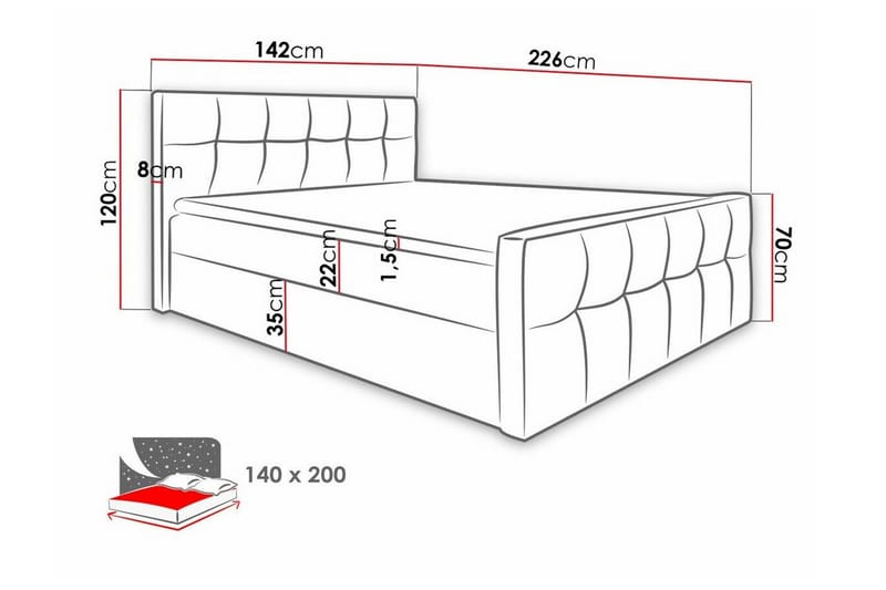 Boisdale Sengeramme 140x200 cm - Beige - Møbler - Senger - Sengeramme & sengestamme