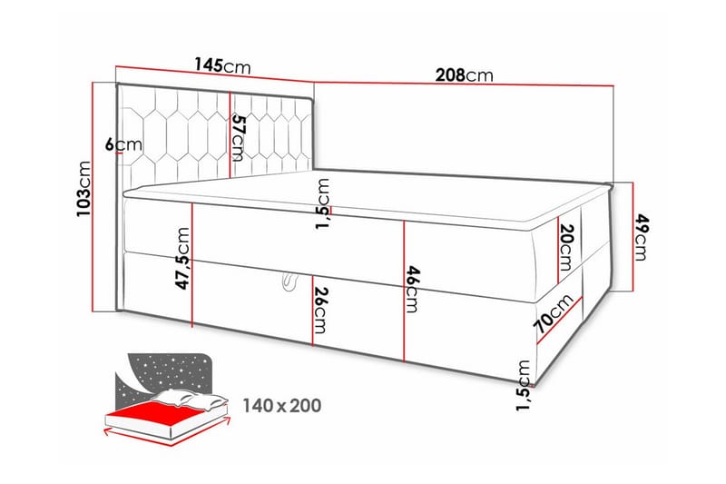 Boisdale Sengeramme 140x200 cm - Beige - Sengeramme & sengestamme