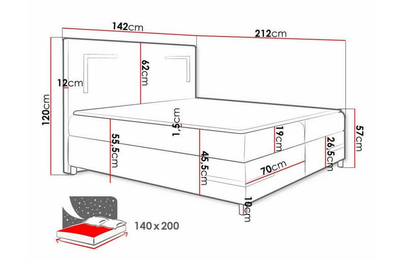 Boisdale Sengeramme 140x200 cm - Beige - Sengeramme & sengestamme