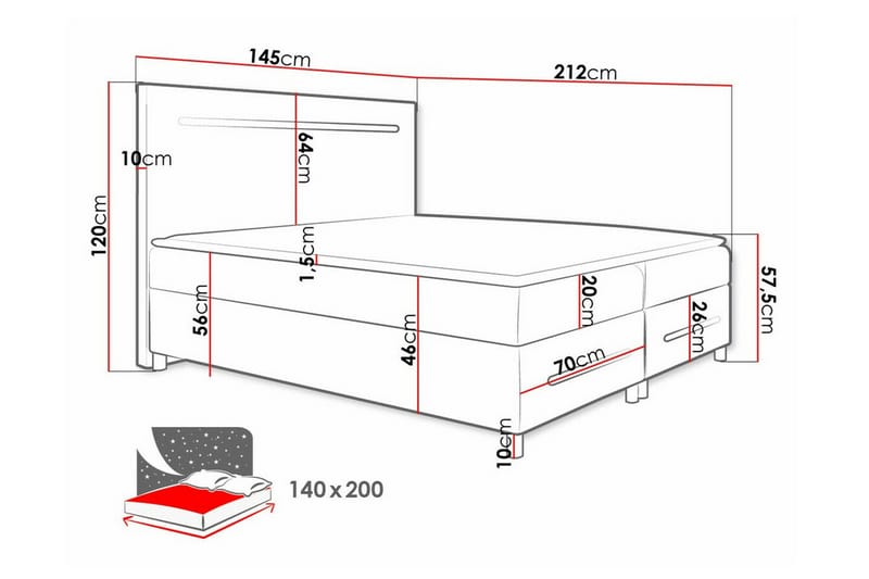 Boisdale Sengeramme 140x200 cm - Hvit - Møbler - Senger - Sengeramme & sengestamme