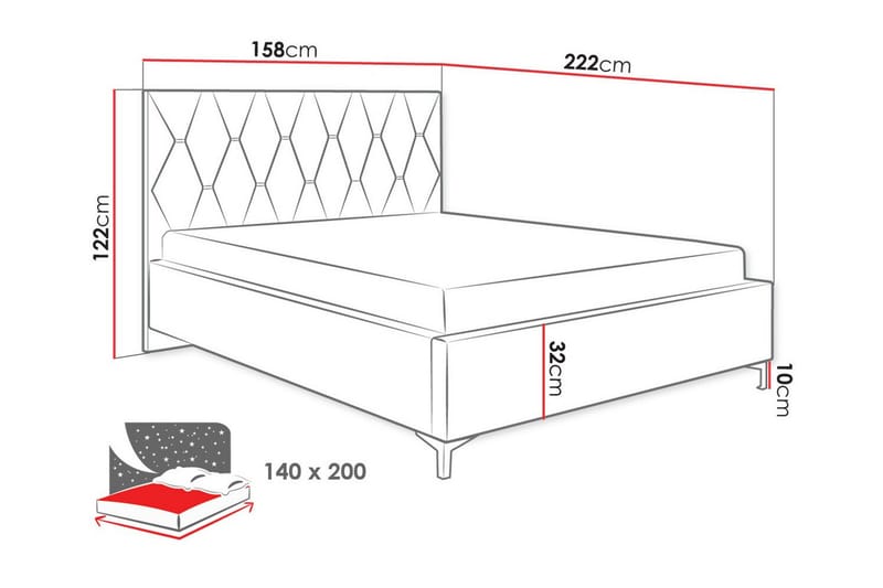 Boisdale Sengeramme 140x200 cm - Rosa/Beige - Møbler - Senger - Sengeramme & sengestamme