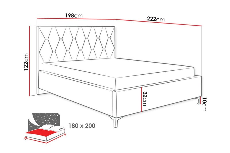 Boisdale Sengeramme 180x200 cm - Beige - Møbler - Senger - Sengeramme & sengestamme