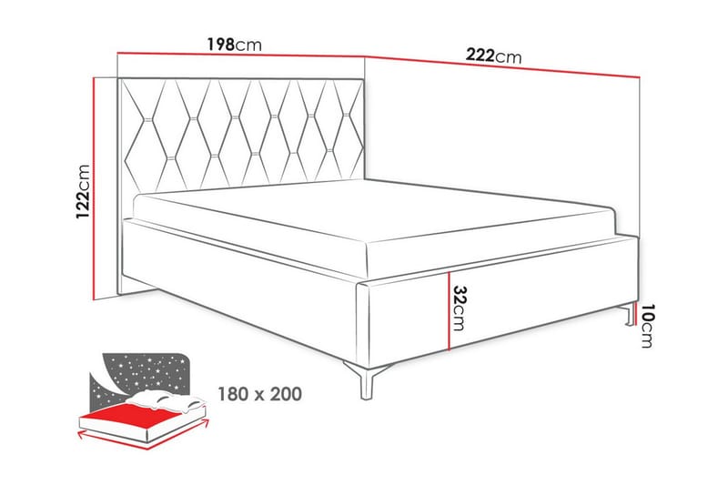 Boisdale Sengeramme 180x200 cm - Rosa - Møbler - Senger - Sengeramme & sengestamme