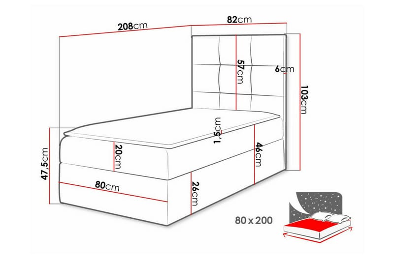 Boisdale Sengeramme 80x200 cm - Beige Krem - Møbler - Senger - Sengeramme & sengestamme