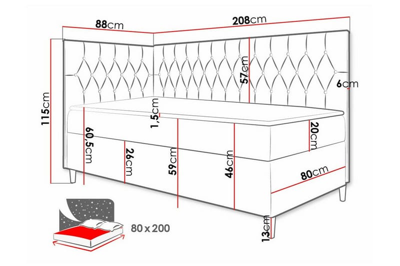 Boisdale Sengeramme 80x200 cm - Beige/Hvit - Møbler - Senger - Sengeramme & sengestamme