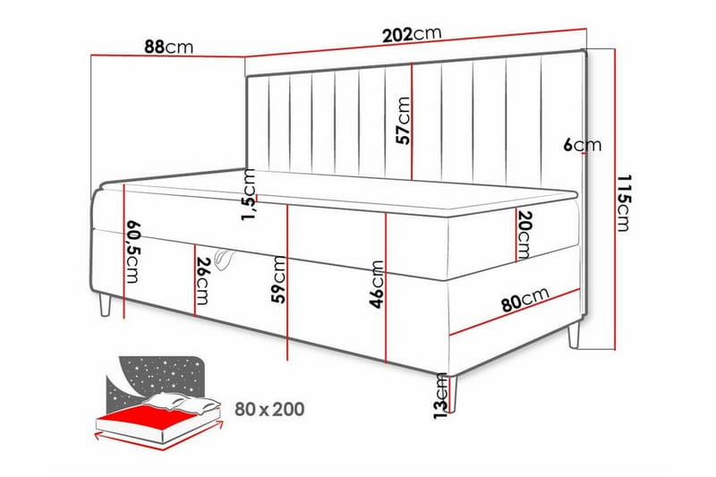 Boisdale Sengeramme 80x200 cm - Blå/Hvit - Møbler - Senger - Sengeramme & sengestamme