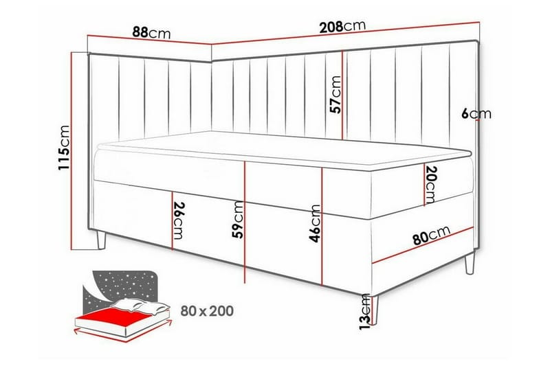 Boisdale Sengeramme 80x200 cm - Blå/Hvit - Møbler - Senger - Sengeramme & sengestamme