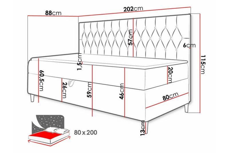 Boisdale Sengeramme 80x200 cm - Blå/Hvit - Møbler - Senger - Sengeramme & sengestamme