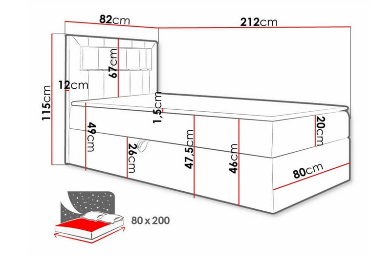 Boisdale Sengeramme 80x200 cm - Blå/Hvit - Møbler - Senger - Sengeramme & sengestamme