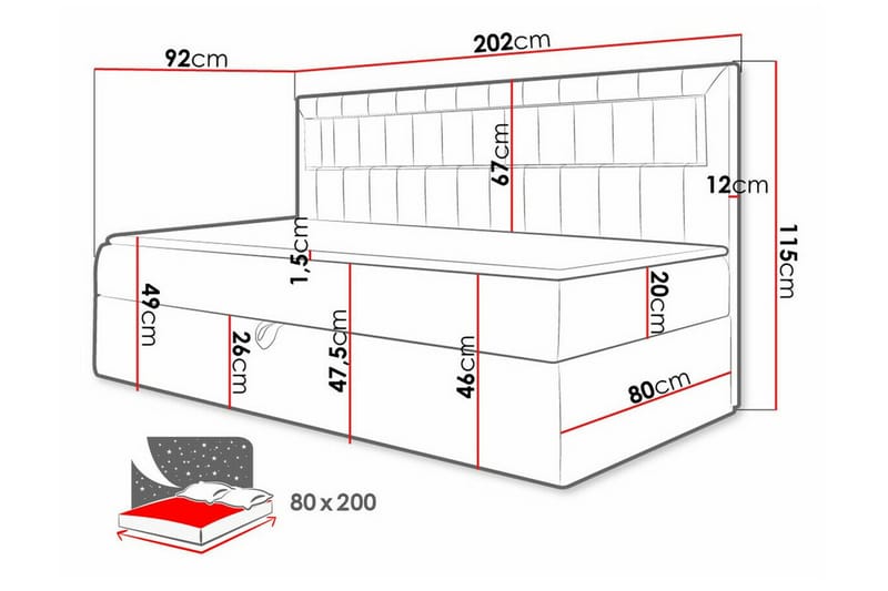 Boisdale Sengeramme 80x200 cm - Blå/Hvit - Møbler - Senger - Sengeramme & sengestamme