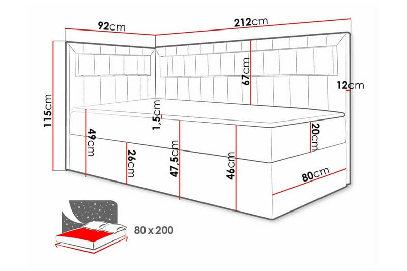 Boisdale Sengeramme 80x200 cm - Blå/Hvit - Møbler - Senger - Sengeramme & sengestamme