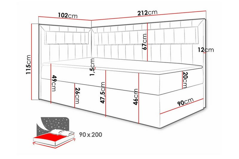 Boisdale Sengeramme 90x200 cm - Beige/Hvit - Møbler - Senger - Sengeramme & sengestamme