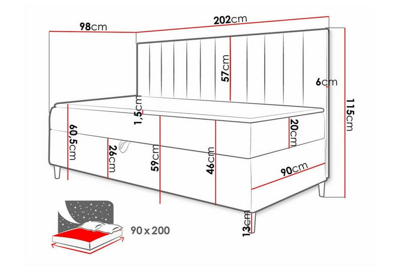 Boisdale Sengeramme 90x200 cm - Blå/Hvit - Møbler - Senger - Sengeramme & sengestamme