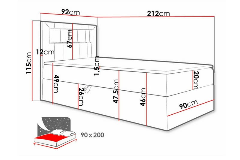 Boisdale Sengeramme 90x200 cm - Blå/Hvit - Møbler - Senger - Sengeramme & sengestamme