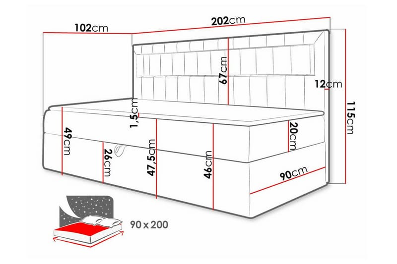 Boisdale Sengeramme 90x200 cm - Blå/Hvit - Møbler - Senger - Sengeramme & sengestamme