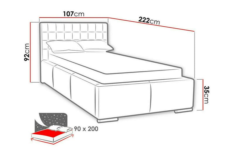 Boisdale Sengeramme 90x200 cm - Hvit - Møbler - Senger - Sengeramme & sengestamme