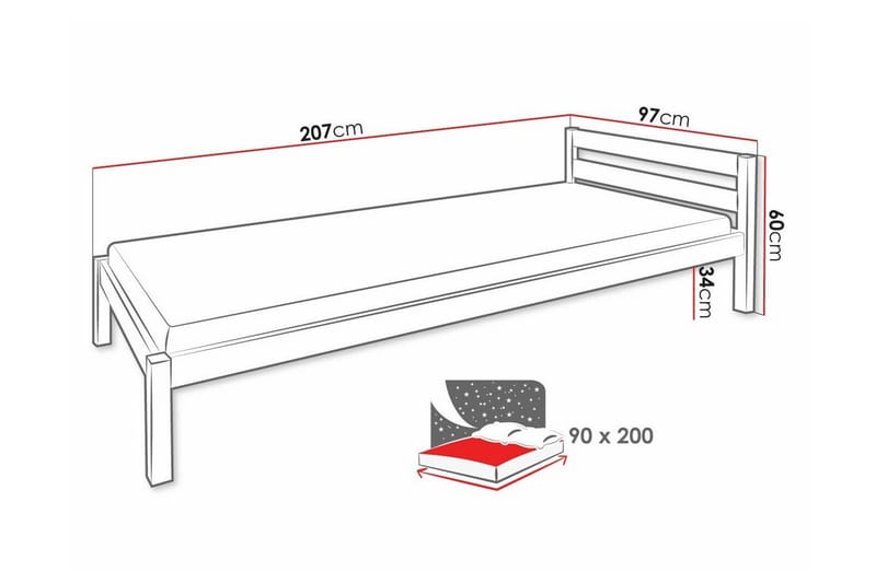 Carnew Sengeramme 90x200 cm - Hvid - Møbler - Senger - Sengeramme & sengestamme