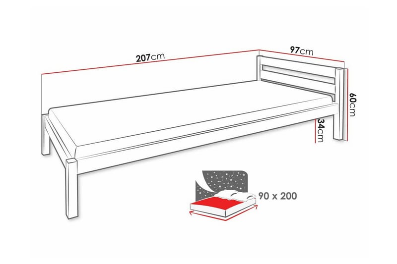 Carnew Sengeramme 90x200 cm - Lyse brun - Møbler - Senger - Sengeramme & sengestamme