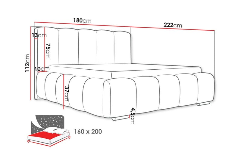 Cleaton Boblet Sengeramme 160x200 cm med Oppbevaring - Beige - Møbler - Senger - Sengeramme & sengestamme