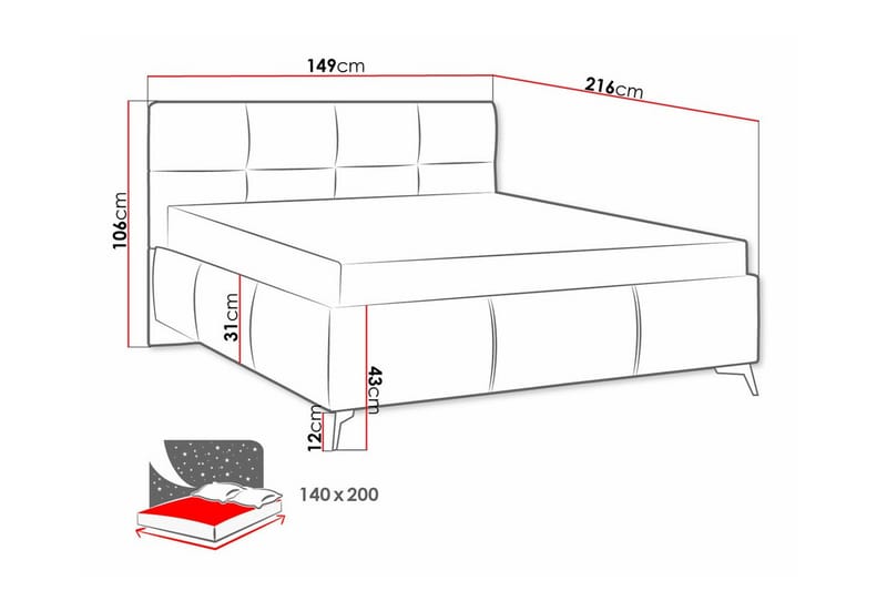 Derry Sengeramme 140x200 cm - Beige/Lys Beige - Møbler - Senger - Sengeramme & sengestamme