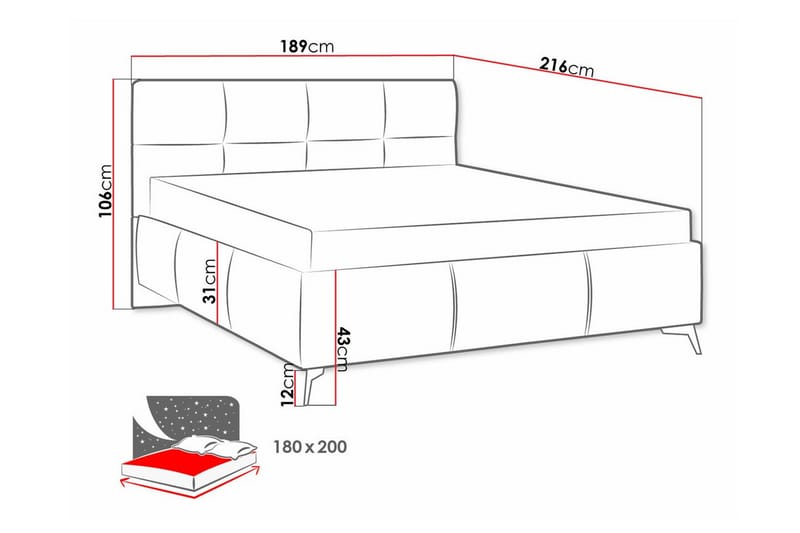 Derry Sengeramme 180x200 cm - Beige - Møbler - Senger - Sengeramme & sengestamme