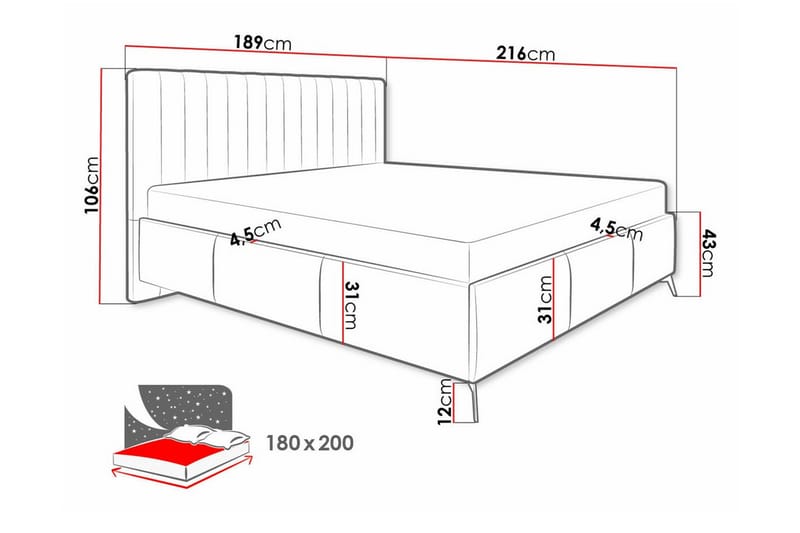 Derry Sengeramme 180x200 cm - Beige - Møbler - Senger - Sengeramme & sengestamme