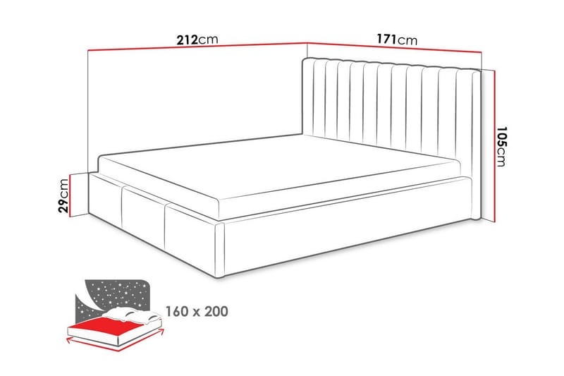 Derry Sengeramme med Oppbevaring 160x200 cm - Beige - Møbler - Senger - Sengeramme & sengestamme