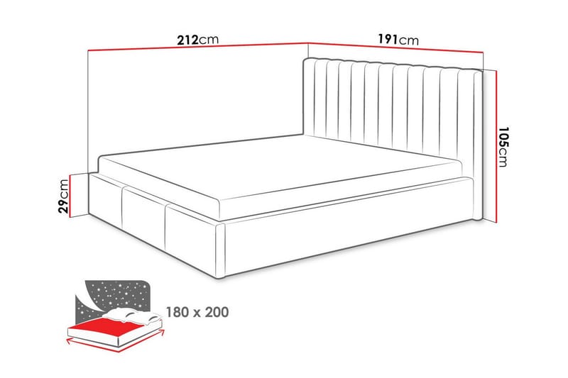 Derry Sengeramme med Oppbevaring 180x200 cm - Beige / Lys - Møbler - Senger - Sengeramme & sengestamme