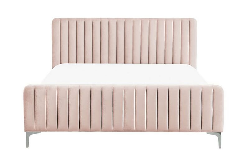 Dobbeltseng 160 x 200 cm fløyelsrosa LUNAN - Rosa - Sengeramme & sengestamme - Sammenleggbar seng