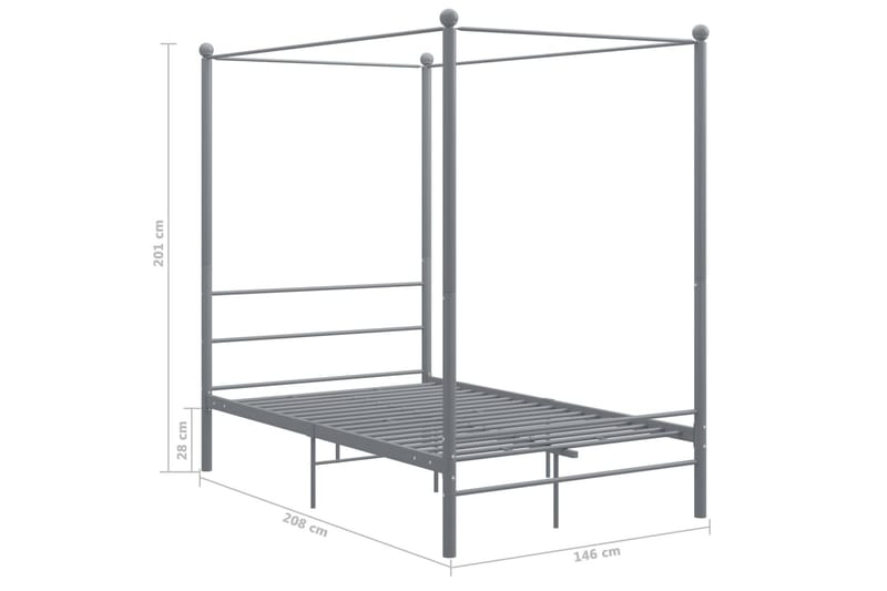 Himmelsengeramme grå metall 140x200 cm - Grå - Møbler - Senger - Sengeramme & sengestamme