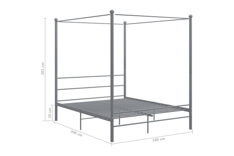 Himmelsengeramme grå metall 160x200 cm - Grå - Møbler - Senger - Sengeramme & sengestamme