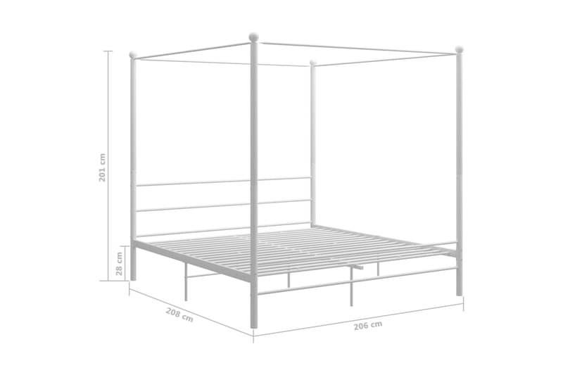 Himmelsengeramme hvit metall 200x200 cm - Hvit - Møbler - Senger - Sengeramme & sengestamme