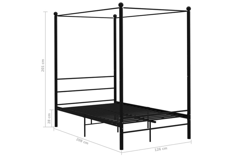 Himmelsengeramme svart metall 120x200 cm - Svart - Møbler - Senger - Sengeramme & sengestamme