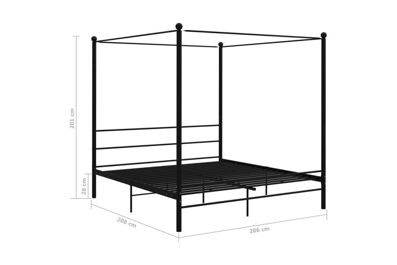 Himmelsengeramme svart metall 200x200 cm - Svart - Møbler - Senger - Sengeramme & sengestamme