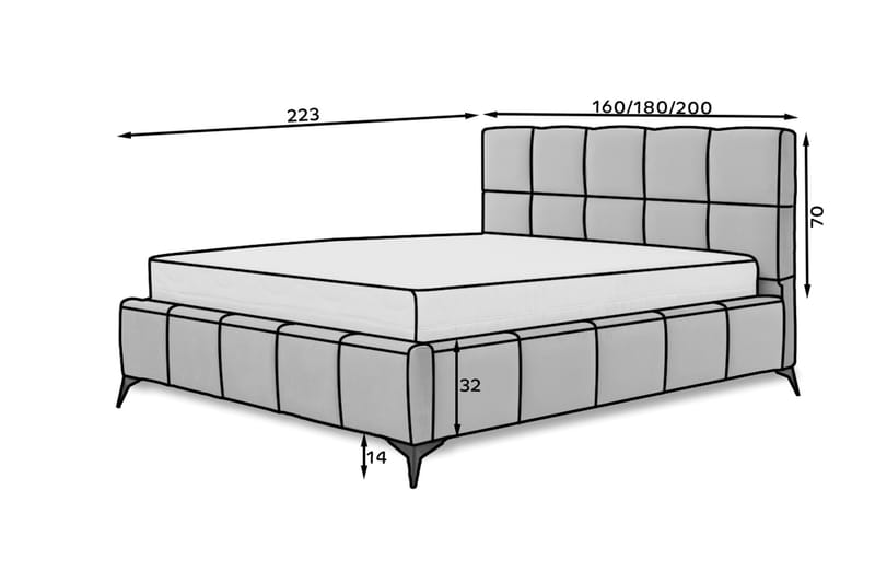 Kamble Sengeramme med Oppbevaring 180x200 cm - Svart - Møbler - Senger - Sengeramme & sengestamme