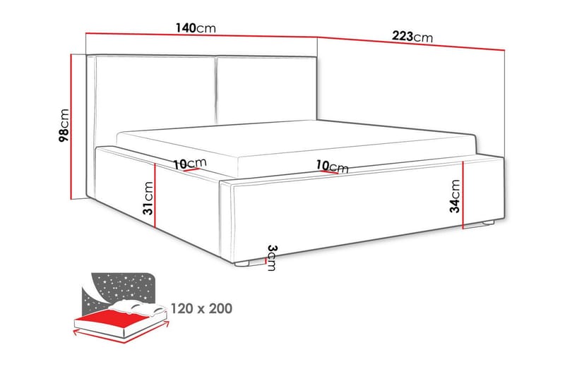 Knocklong Sengeramme 120x200 cm - Svart - Møbler - Senger - Sengeramme & sengestamme