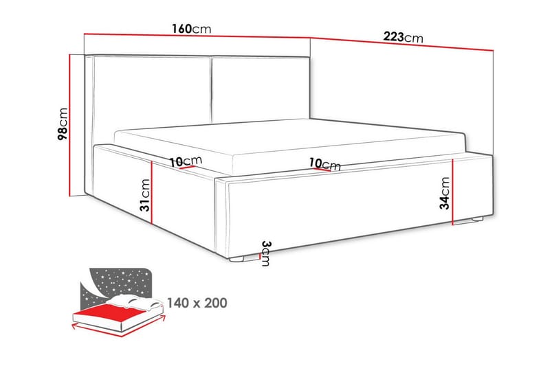 Knocklong Sengeramme 140x200 cm - Svart - Møbler - Senger - Sengeramme & sengestamme