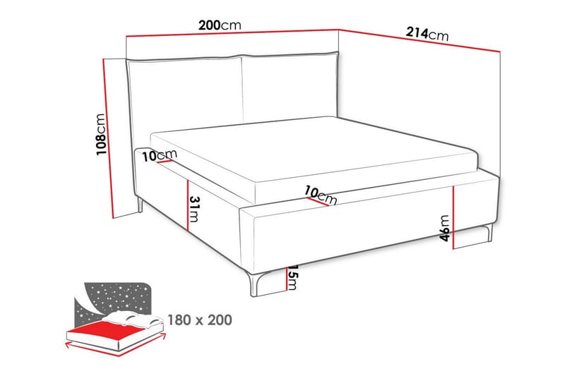 Knocklong Sengeramme 180x200 cm - Beige - Møbler - Senger - Sengeramme & sengestamme