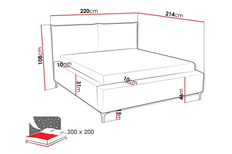 Knocklong Sengeramme 200x200 cm - Lysegrå - Møbler - Senger - Sengeramme & sengestamme