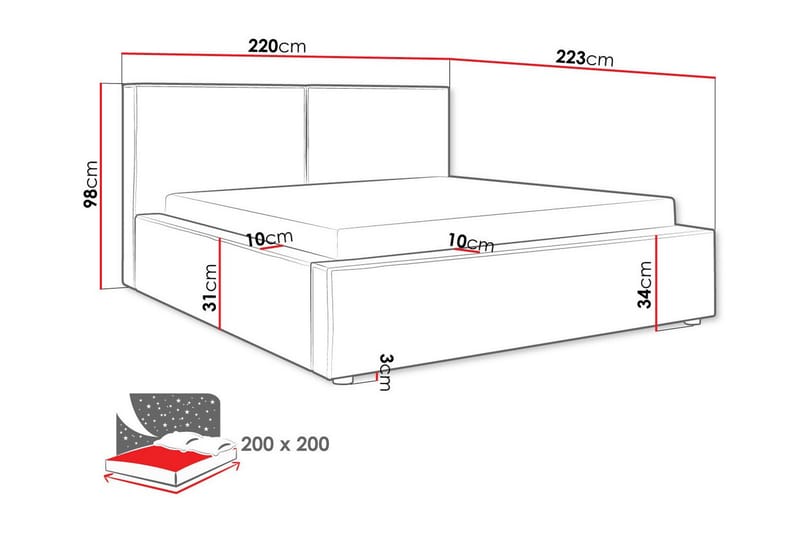 Knocklong Sengeramme 200x200 cm - Lysegrå - Møbler - Senger - Sengeramme & sengestamme