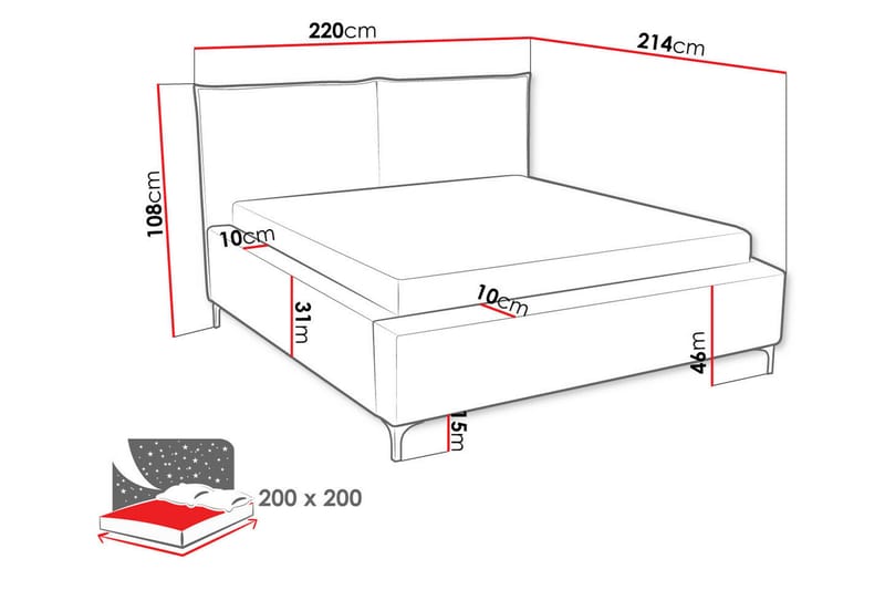 Knocklong Sengeramme 200x200 cm - Lyserosa - Møbler - Senger - Sengeramme & sengestamme