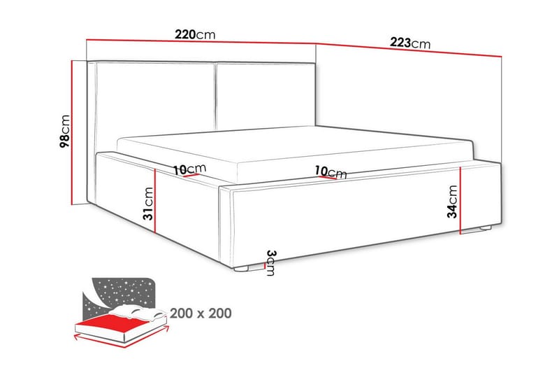 Knocklong Sengeramme 200x200 cm - Mørkegrå - Møbler - Senger - Sengeramme & sengestamme